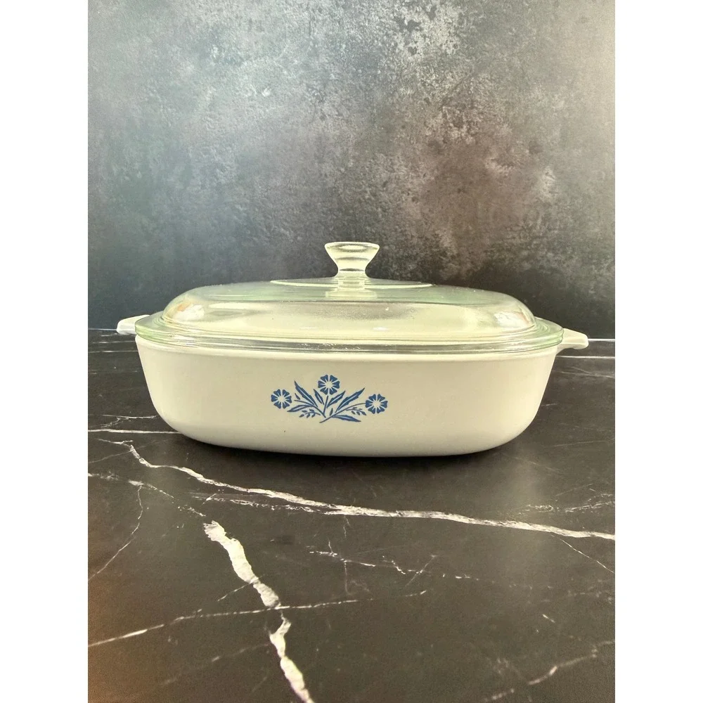 Vintage Blue Cornflower Corning Ware 9in P-9-B Casserole Dish with Lid